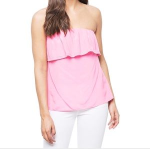 Lilly Pulitzer  pink ruffle strapless top